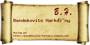 Bendekovits Harkány névjegykártya